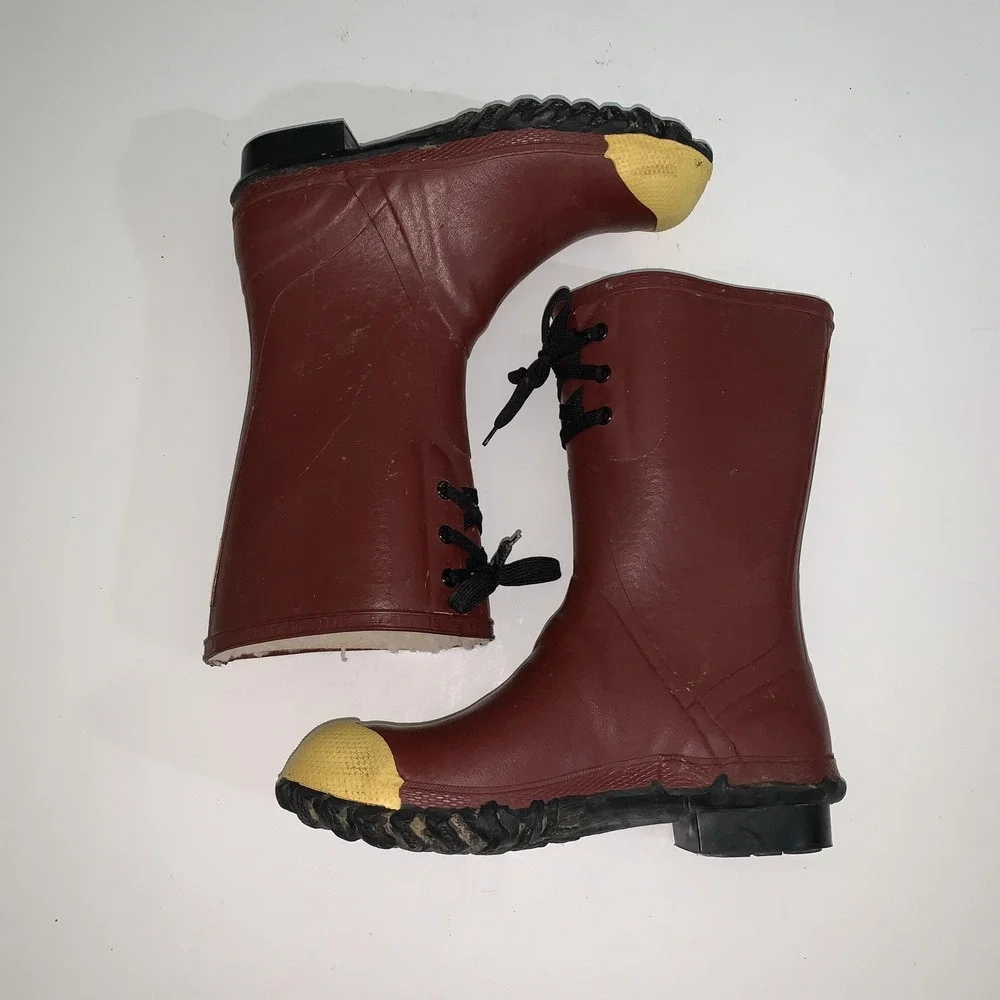 Vintage Ranger Safety Electrical Boots Mens 12 Red Rubber  Steel Toe Made USA